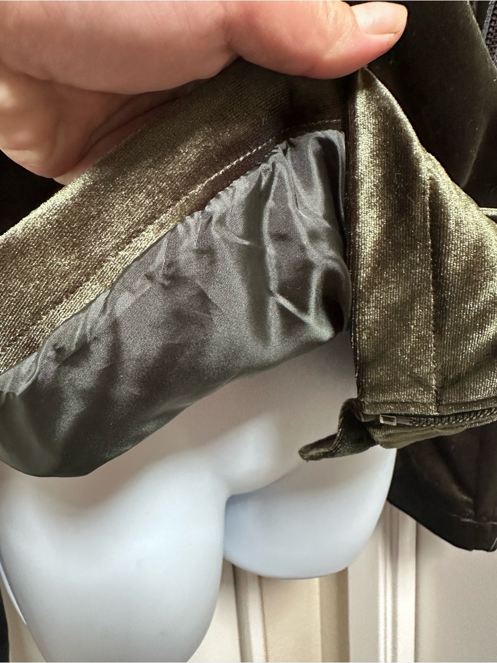 Badgley Mischka Dark Olive Green Velvet Moto Jacket - Picture 7 of 7